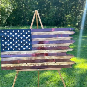 8*15inch Wooden American Wavy Flag