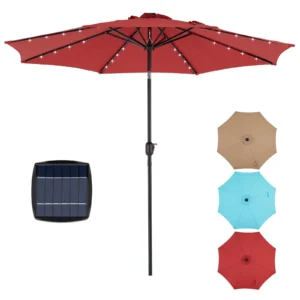 10FT Solar Patio Umbrella w/32 LED Lights