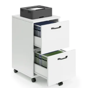 Wooden 2-Drawer Rolling File Cabinet