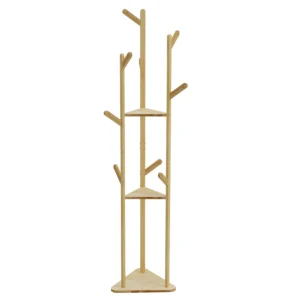 Bamboo Corner Tree Coat Rack with Hooks/Shelves