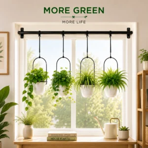 Adjustable Hanging Window Planter with 4 Pots,