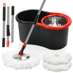 Spin Bucket  Mop System with Microfiber Heads