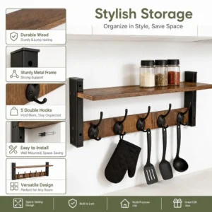 Wooden Wall Mounted Coat Rack